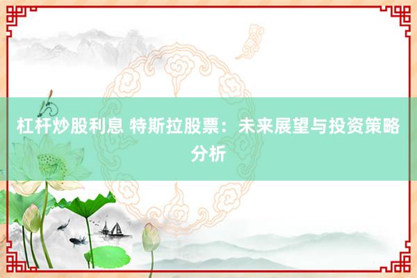 杠杆炒股利息 特斯拉股票：未来展望与投资策略分析