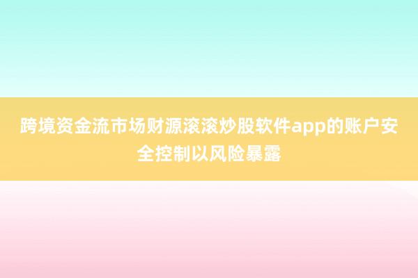 跨境资金流市场财源滚滚炒股软件app的账户安全控制以风险暴露