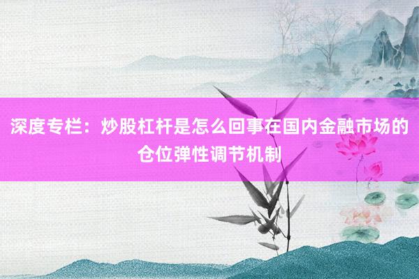 深度专栏：炒股杠杆是怎么回事在国内金融市场的仓位弹性调节机制